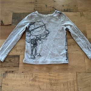 Romy & Aksel Gray Kids Long Sleeve Shirt with Cartoon Print size 4